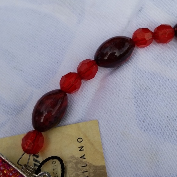 NWT Red,  Silver, Sequined Satin Beaded Bag - Picture 7 of 7